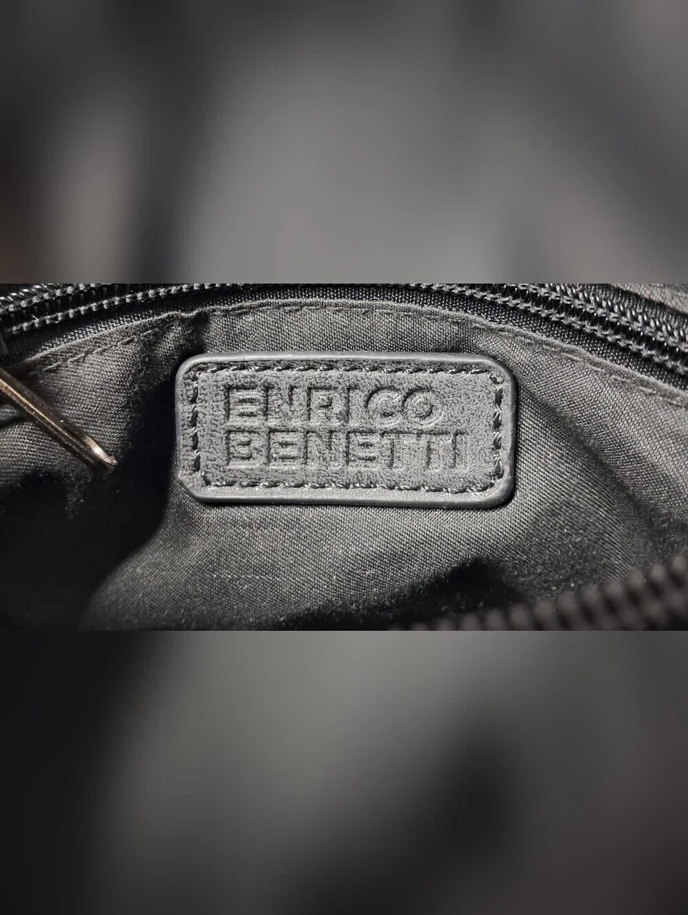 Enrico Benetti Black Logo Embossed Leather Label